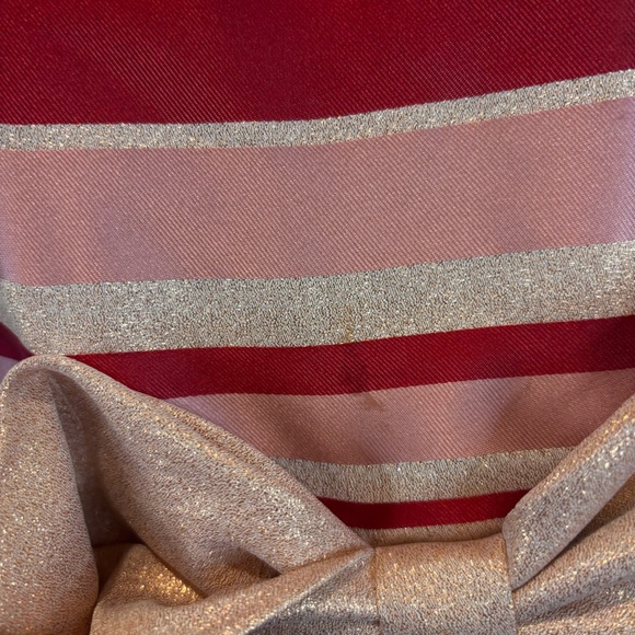 Bonnie Jean Pink Red Sparkle Striped Dress Candy Cane Sz 12 Bow Fancy Formal - Picture 5 of 8